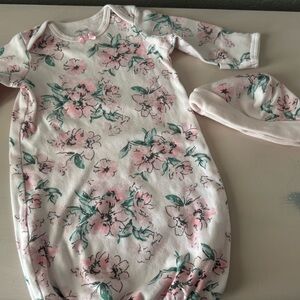 Little Me Pink Floral Sleep Sack with Matching Hat